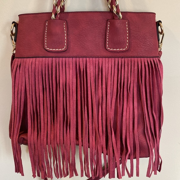 Mauve Purse with Fringe - Picture 2 of 6